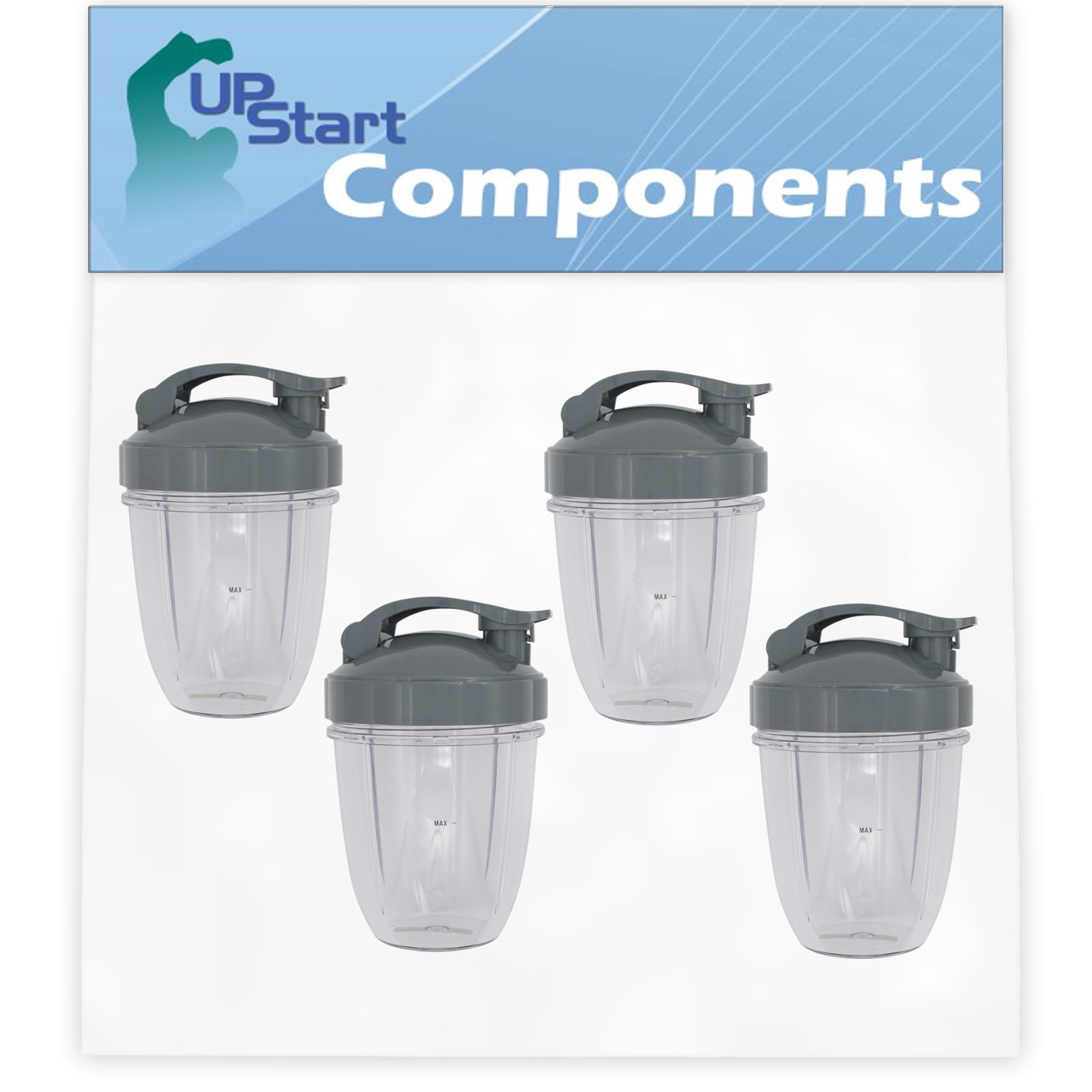 4 Pack UpStart Components Replacement 18 oz Cup with Flip Top Togo Lid for NutriBullet 600w