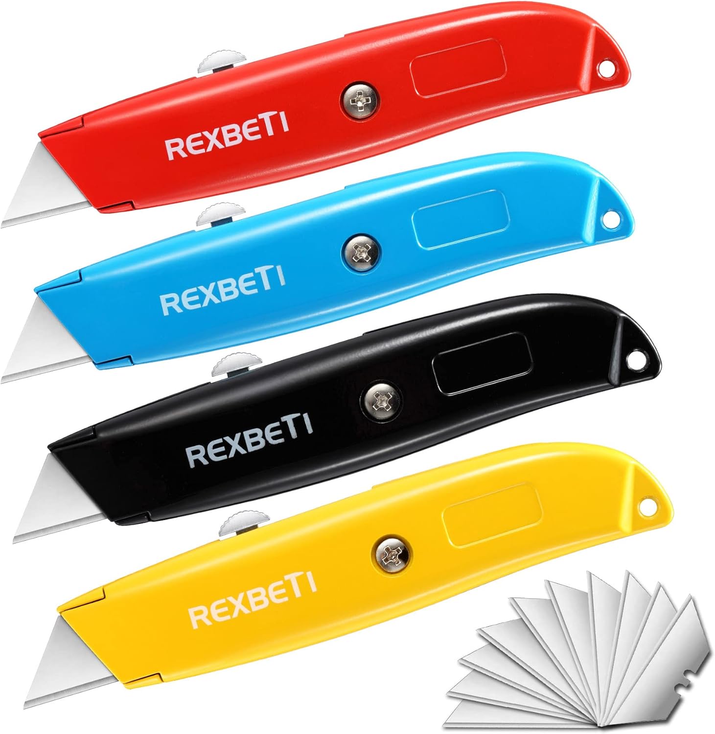 Retractable Box 4-Pack Utility Knife, Heavy Duty Aluminum Shell Retractable Box Cutter ...