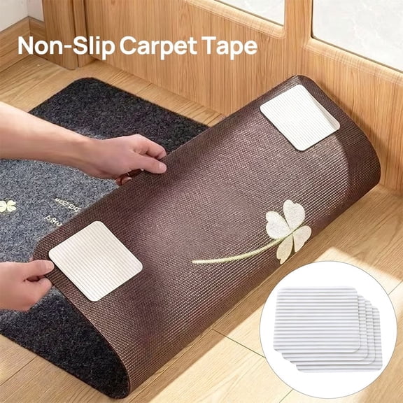 4 Pack Vacuum Tech Non-Slip Rug Pad - Damage-Free Gripper for Hardwood Floors, Keeps Corners Flat & Rugs Secure