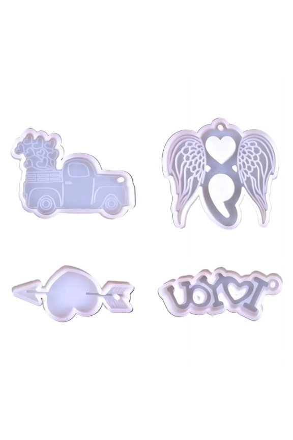 4-Pack Valentine's Resin Keychain Mold Set