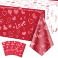 thumbnail image 1 of 4 Pack Valentines Day Tablecloths, 51x87'' Red Heart Shape Valentines Day Rectangle Table Cover for Valentine's Day Party Decorations, Anniversary Party Supplies, Proposal, Engagement, Weddings Decor, 1 of 8