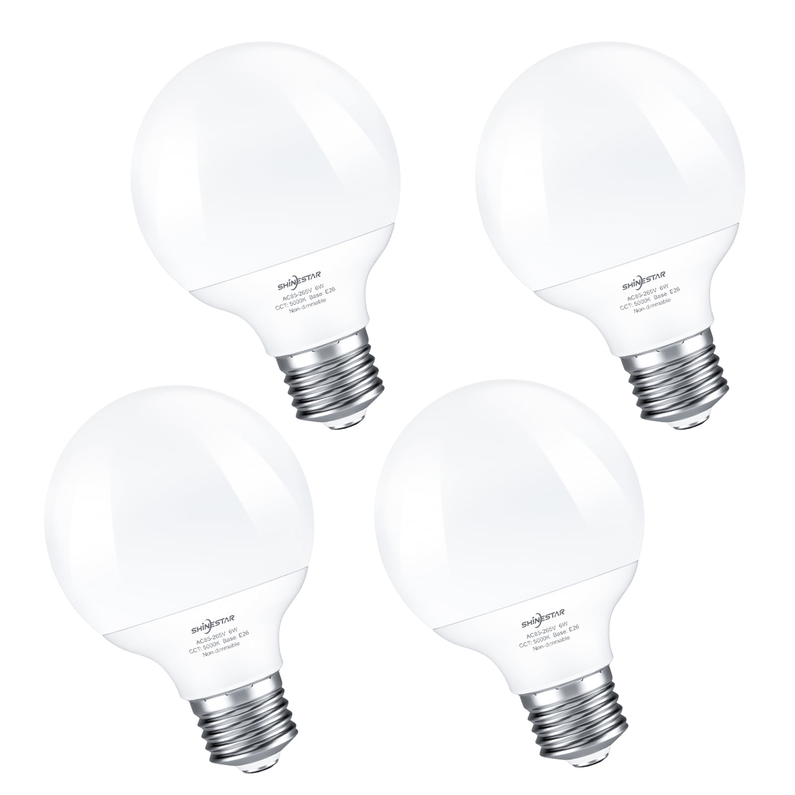 4Pack Vanity Light Bulbs for Bathroom, Warm White 2700K, LED Globe