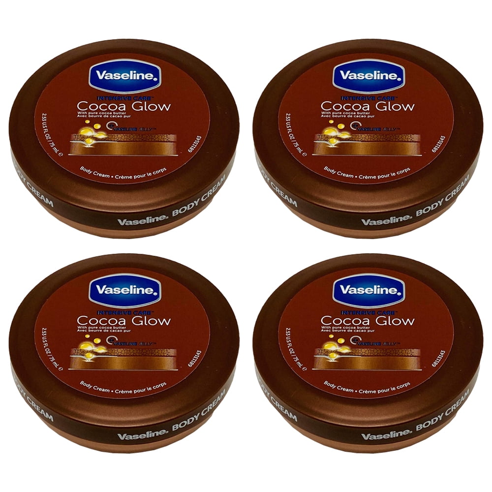 4Pack Vaseline Cocoa Glow Cocoa Butter Body Cream. Moisturizer for