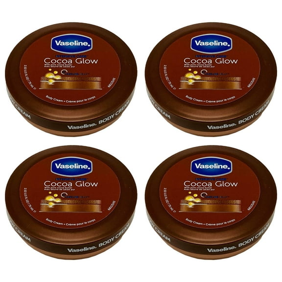 4-Pack Vaseline Cocoa Glow Cocoa Butter Body Cream. Moisturizer for Soft and Glowing Skin. Multi Purpose Body Cream. 2.53 Fl.Oz / 75 ml
