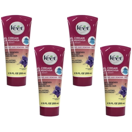 4 Pack Veet Fast Acting Gel Cream Hair Remover Legs & Body 6.78 Oz Each