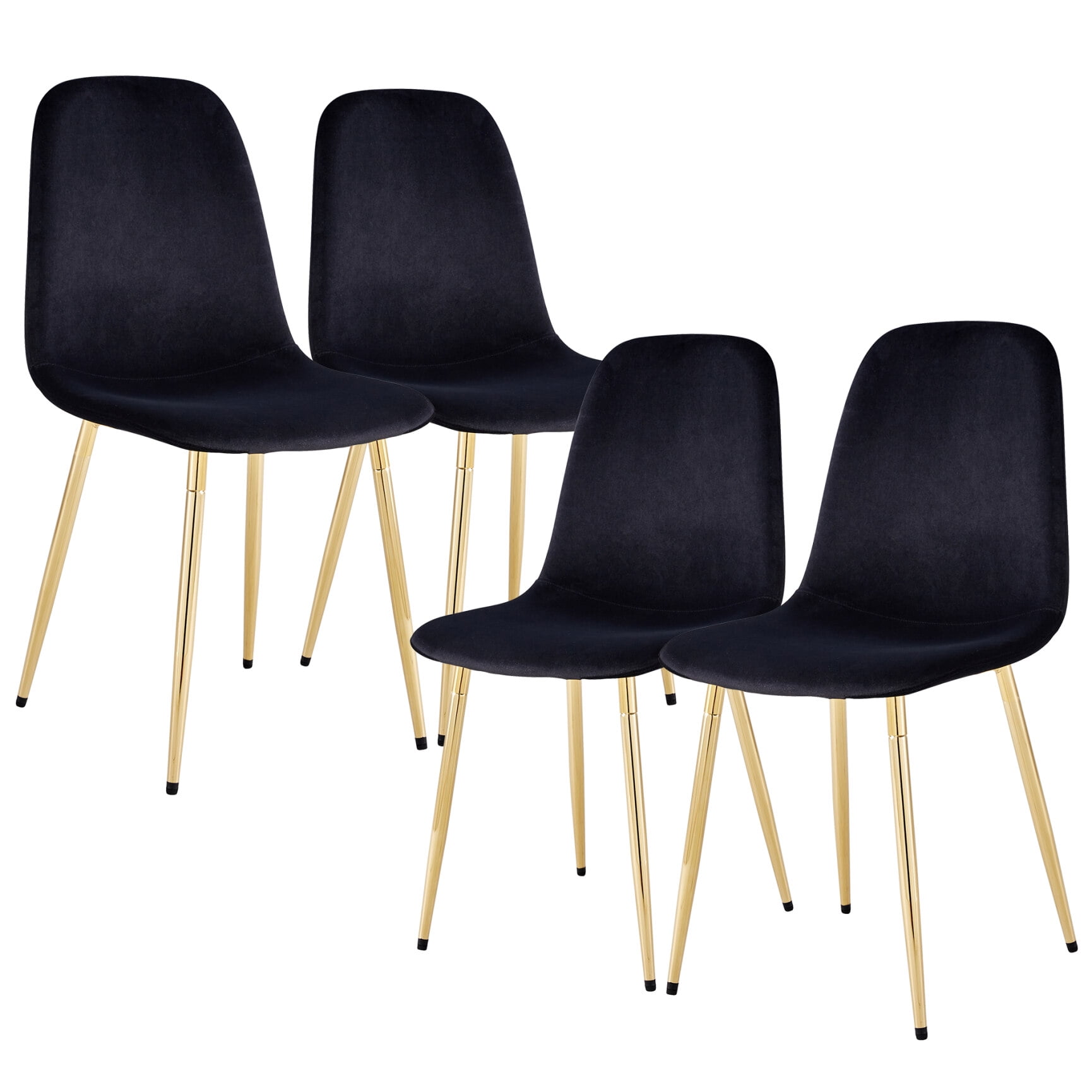 4 Pack Velvet Fabric Dining Chairs, Modern Mid-Century Style Dining ...