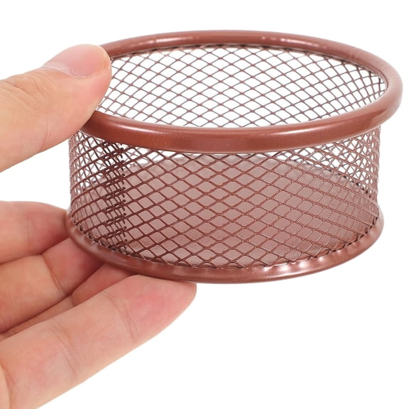 4-Pack Ventilated Metal Mesh Paper Clip Holder with Stackable Design, Sturdy Wire Desk Caddy for Office Supplies Pins, Modern Organizer Cup for Desktop Tidying Home Campus, Rose Gold, By Cosmug