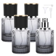 4 Pack Vertical Striped Glass Perfume Spray Bottles, Refillable Empty Fine Mist Perfume Spray Bottles with Funnel Tool, Portable Travel Cosmetic Atomizer for Fragrance Makeup Essential Oil Storage