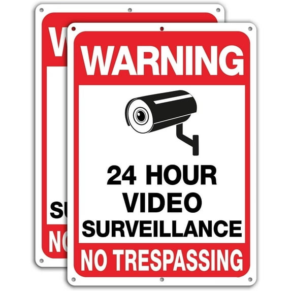 4-Pack Video Surveillance Sign, No Trespassing Metal Reflective Warning Sign, 10 x7 Inches 0.40 Aluminum Indoor or Outdoor Use for Home Business CCTV Security Camera,UV Protected & Waterproof