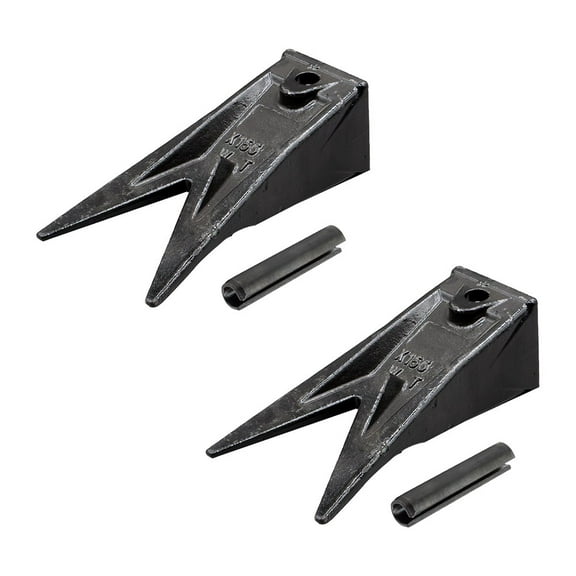 2 Pack Vikings Hensley-Style X156WT-CT Twin Tiger Bucket Tooth w/ 156LPN Flexpins Compatible with 156 Series Teeth and Adapters for Skid Steer and Mini Excavators, Loaders, Backhoes