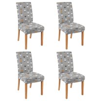 4 Pack Vintage Ethnic Dining Chair Covers Stretch Polyester Slipcovers Featuring Artistic Bohemian Tribal Patterns Removable Washable Seat Protector for Kitchen or Banquet