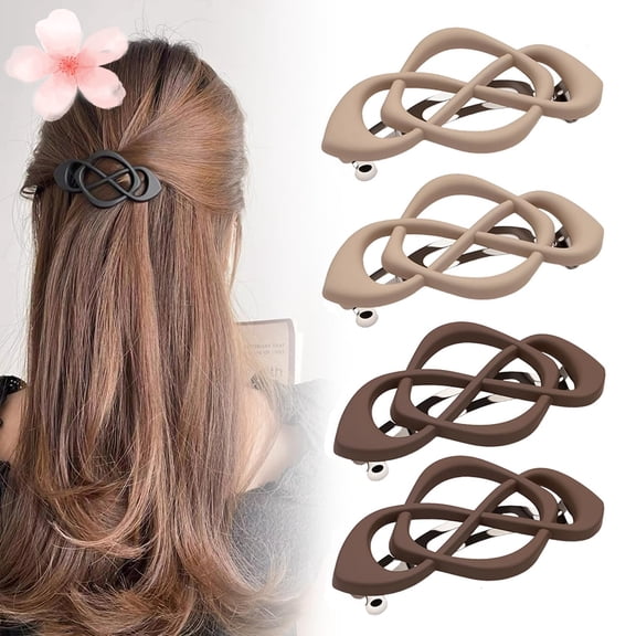 4 Pack Vintage French Barrette Hair Clips, 2025 New Hair Accessories for Women, Strong Hold No Slip Styling (Style A)