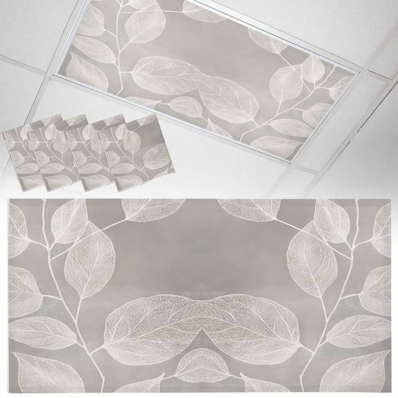 4 Pack Vintage Leaves Fluorescent Light Covers for Ceiling Lights Overlay Leaves Vintage Texture Magnetic Ceiling Light Covers Overhead Light Filters for Office Classroom Home