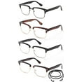 thumbnail image 1 of 4 Pack Vintage Style Half Rim Rectangular Reading Glasses Comfortable Stylish Simple Reader for Men, 1 of 2