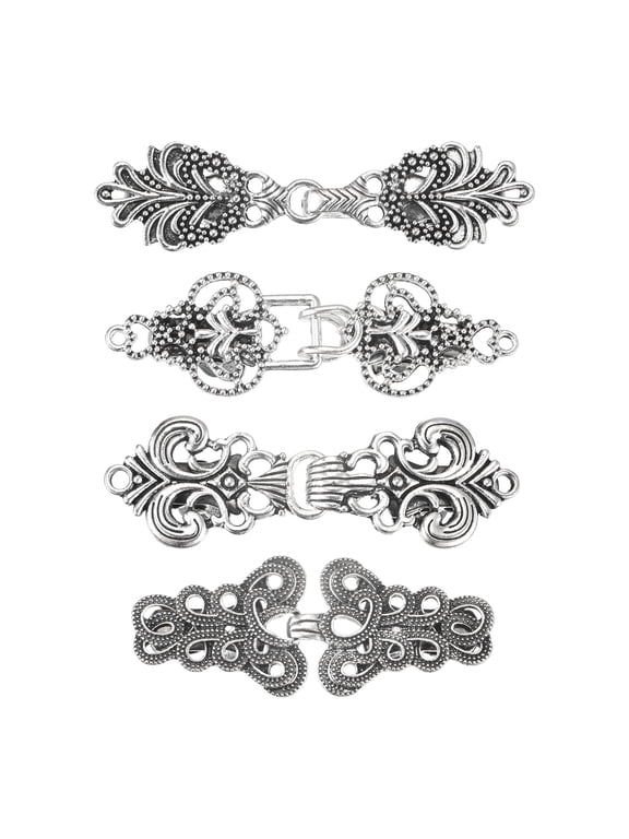 4 Pack Vintage Sweater Clips Cape Cloak Clasp Cardigan Clips Shawl Clasp, Silver