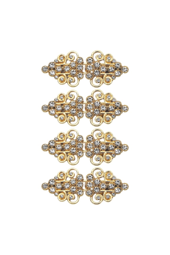 4 Pack Vintage Sweater Clips, Cape Cloak Clasp Retro Cardigan Clips Shawl Clips Dress Shirt Brooch Clip(Gold)