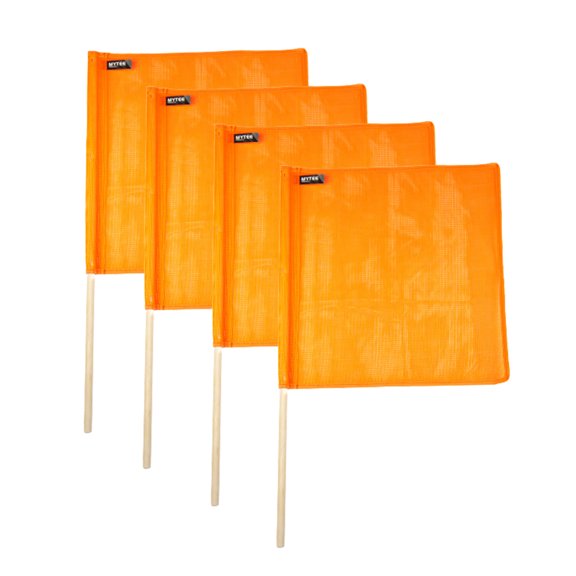 (4 Pack) Vinyl Mesh Flag with Wooden Dowel 18" x 18" - Orange