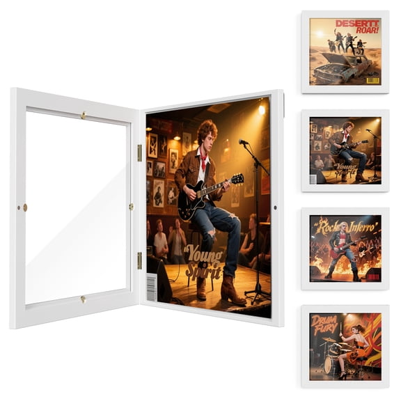 4 Pack Vinyl Record Frame for the Wall, Album Frames for 12x12 Inch LP Album Cover-White