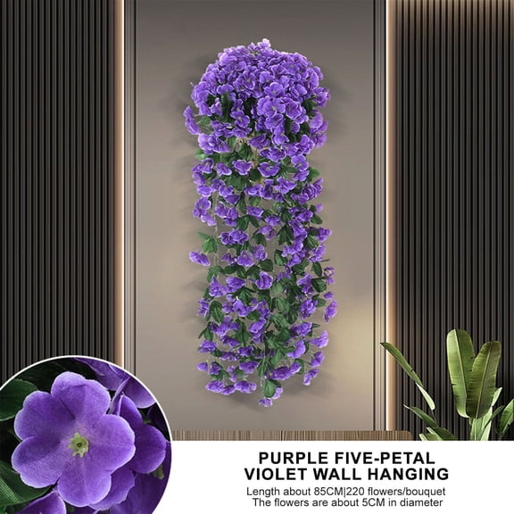 4 Pack Violet Artificial Hanging Flowers 85cm Long Silk Faux Vines for Home Garden Wedding Patio Indoor Outdoor Decor
