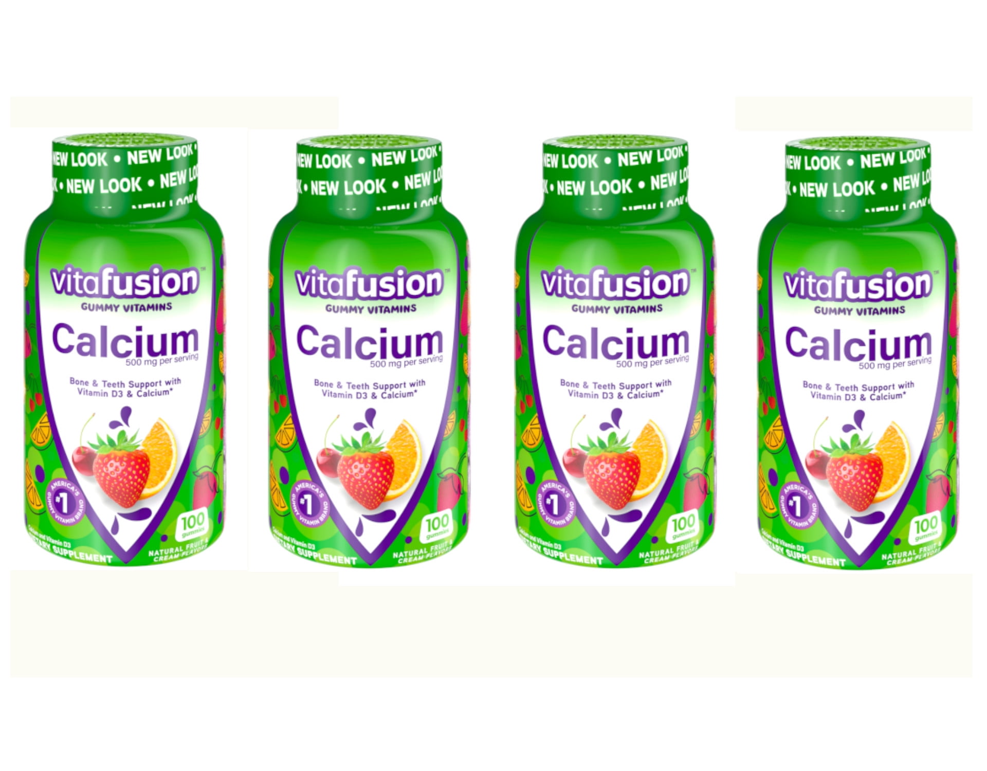 4 Pack Vitafusion Adult Calcium 500 mg Gummies Bone Support + Vtmn D