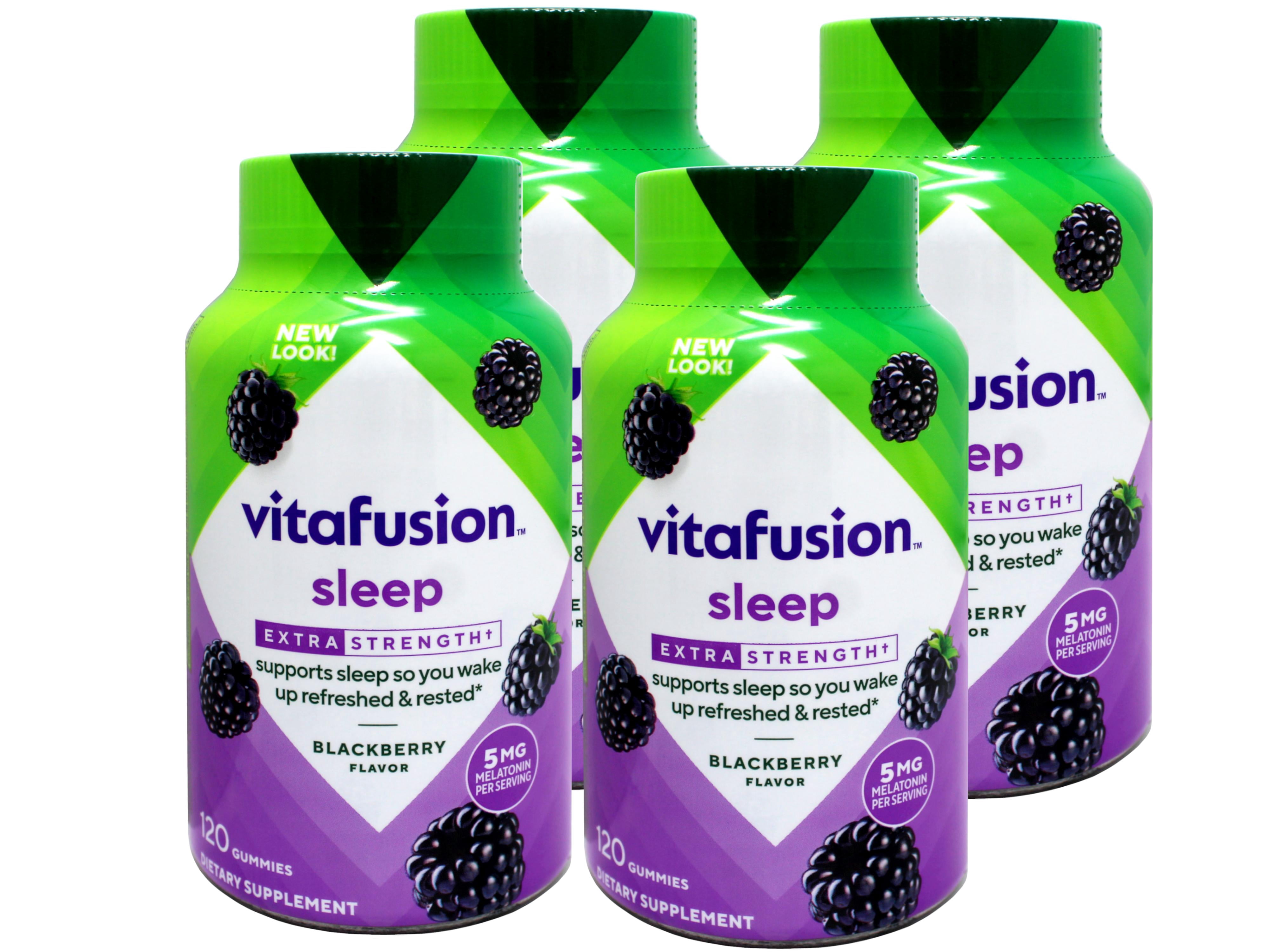4 Pack - Vitafusion Extra Strength Melatonin Gummy Vitamins, Sleep Supplements, Blackberry Flavor, 120 Count