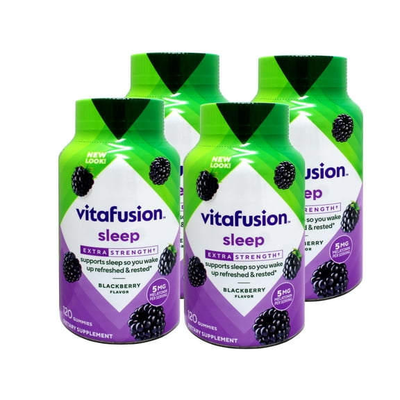 4 Pack - Vitafusion Extra Strength Melatonin Gummy Vitamins, Sleep Supplements, Blackberry Flavor, 120 Count