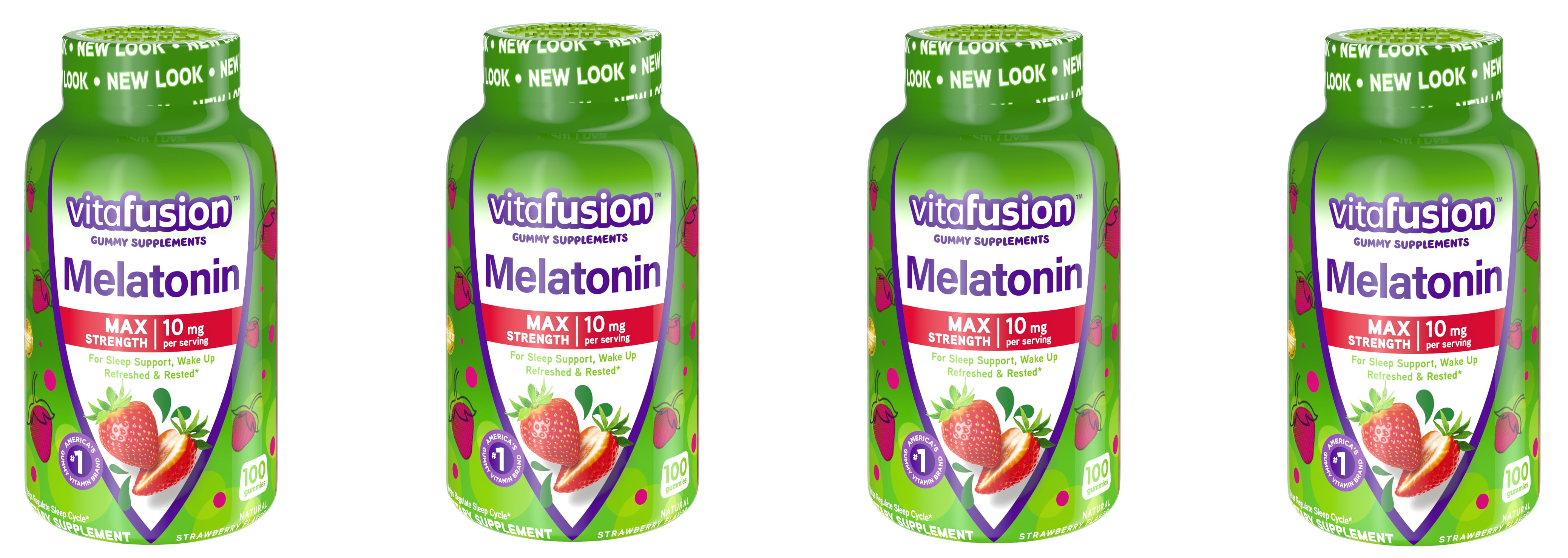 4 Pack Vitafusion Melatonin Max Strength Gummies Strawberry 10mg 100 Gummies