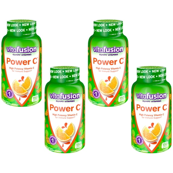 4 Pack - Vitafusion Power C Adult Vitamins Gummy, Immune Support, Natural Orange 150 ea