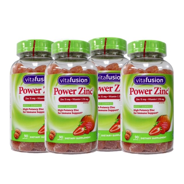 4 Pack Vitafusion Power Zinc Strawberry / Tangerine Gummy Vitamin (90 ct)