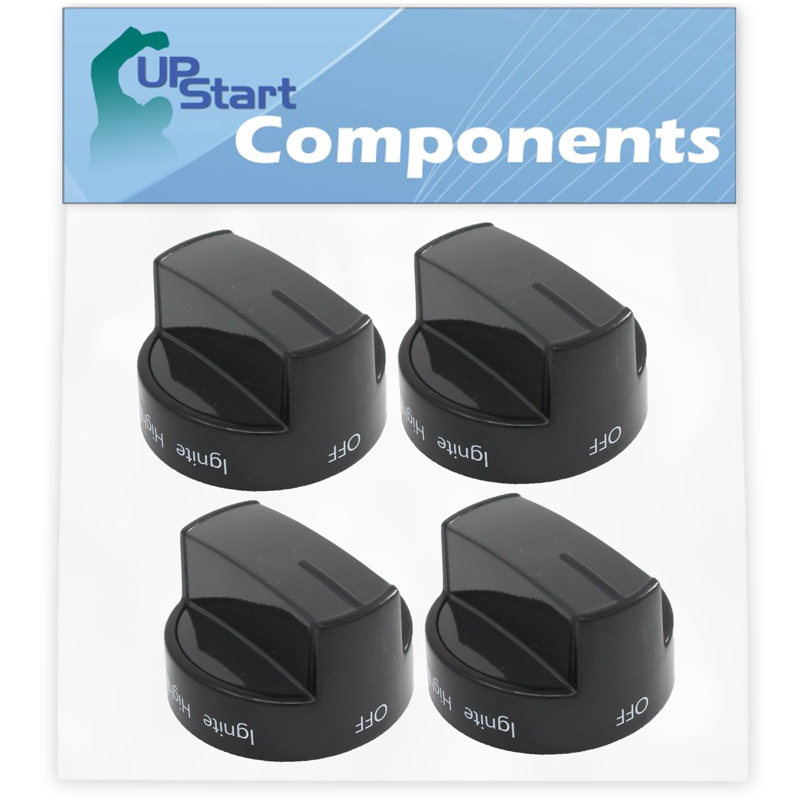4-Pack W10339442 Range Knob Replacement for Part Number AP6019877 Range - Compatible with WPW10339442 Ranges/Stove/Oven Knob - UpStart Components Brand