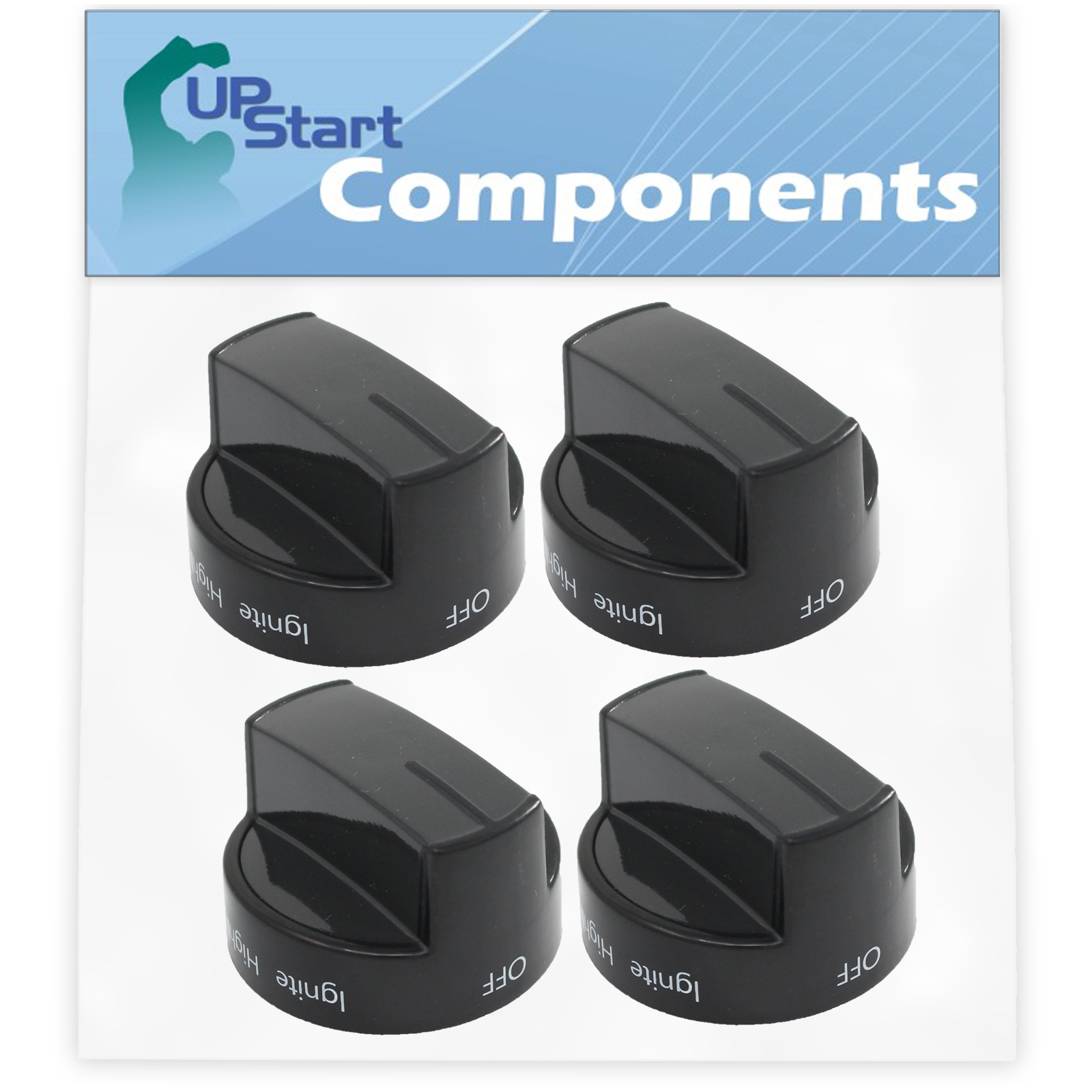 4-Pack W10339442 Range Knob Replacement for Part Number AP6019877 Range - Compatible with WPW10339442 Ranges/Stove/Oven Knob - UpStart Components Brand - image 1 of 4