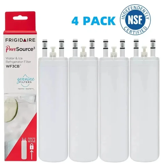 4-Pack WF3CB PureSource 3 Refrigerator Water Filter, NSF Certified Replacement for Frigidaire WF3CB 242069601 706465