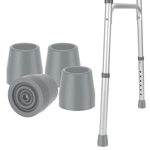 4 Pack Walker Tips 1 1/8 inch Universal Walker Accessories Replacement Rubber Tips for Walkers, Commodes, Shower Chairs and More, Skid-Resistant Traction and Easy Installation