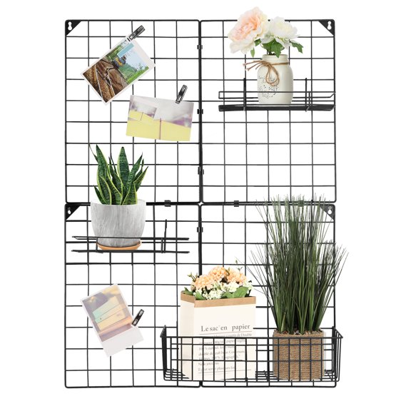 4 Pack Wall Grid Panel with Hanging Baskets