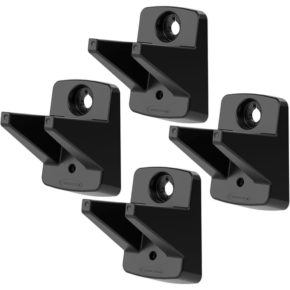 4 Pack Wall Mount Hook Tool Organizer, Outdoor Rack System for Garage Storage, Closet, Shed, or Cleaning Organization, Black