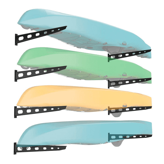 4 Pack Wall Mounted Kayak Rack - Made in USA 25" Arms