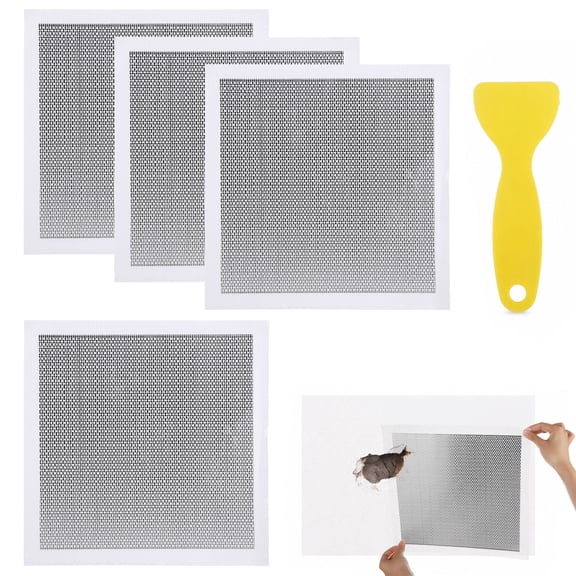 4 Pack Wall Patch Repair Kit with Scraper, 11.8 x 11.8 in Self Adhesive Wall Repair Patch, Fiberglass Mesh Plasterboard Patching Set for Drywall Hole and Ceiling Damages