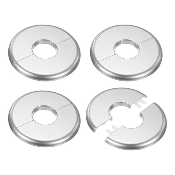 4-Pack Wall Split Flange, for 1 Inch/25mm OD Pipe ABS Escutcheon Plate Round Plumbing Cover Plates [Silver Tone]