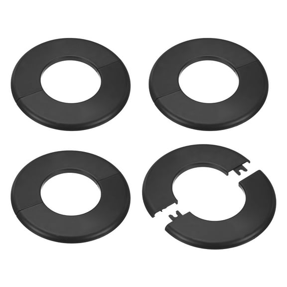 4-Pack Wall Split Flange, for 2.5 Inch/63mm OD Pipe ABS Escutcheon Plate Round Plumbing Cover Plates [Black]