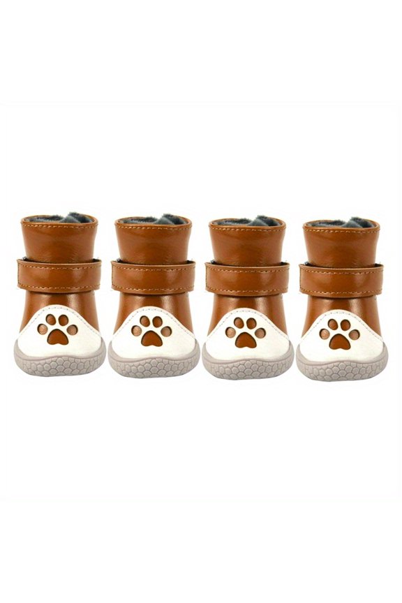 4-Pack Warm Dog Boots, Non-Slip Winter Shoes for Small Dogs, Outdoor Walking & Foot Protection