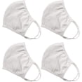 thumbnail image 1 of 4 Pack Washable & Reusable Protective Unisex Face Mask, 100% Cotton White Facemask, 1 of 6