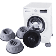 4 Pack Washing Machine Anti-Vibration Pads, Shock Absorption Noise Reduction Feet, Waterproof Anti-Slip Silencer Mat for Washer and Dryer, Sturdy Riser Support for Stable Laundry Appliance