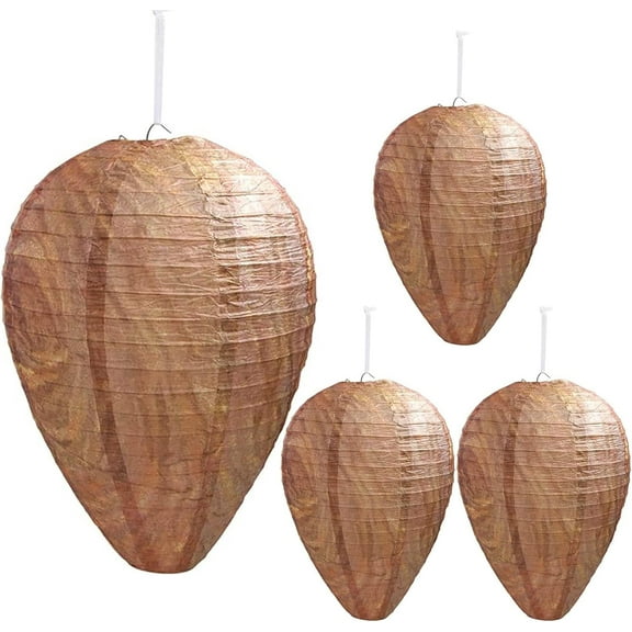 4-Pack Wasp Nest Decoys – Effective Hanging Wasp, Hornet & Yellow Jacket Repellents – Keep Pests Away with Realistic Design