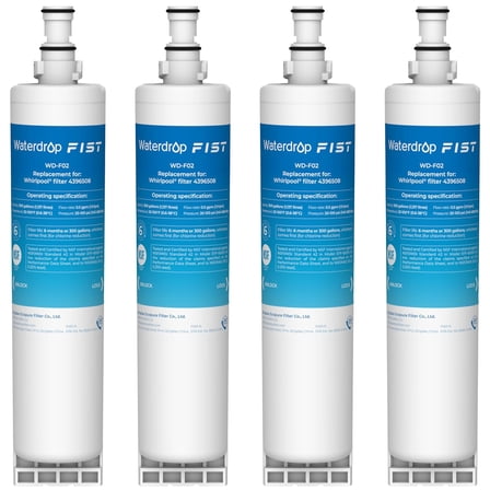 Waterdrop 4396508 Refrigerator Water Filter, Replacement for Whirlpool® 4396510, 4392857, Kenmore® 46-9010, NLC240V, EveryDrop® Filter 5, 4 (PACK)