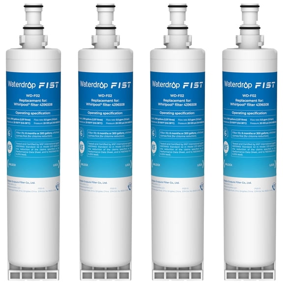 Waterdrop 4396508 Refrigerator Water Filter, Replacement for Whirlpool® 4396510, 4392857, Kenmore® 46-9010, NLC240V, EveryDrop® Filter 5, 4 (PACK)