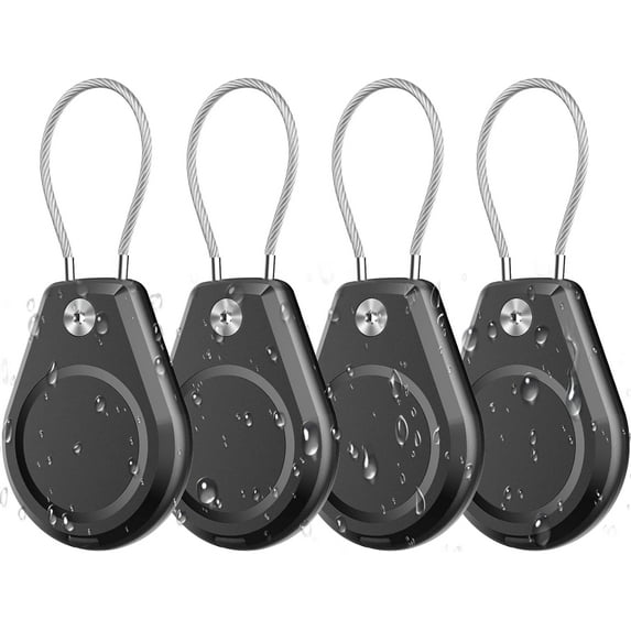 4 Pack Waterproof AirTag Holder, Air tag Secure Case Antitheft with Wire Cable, Ultra Durable, Scratch-Resistant Tag Cover with Key Locking, AirTag Keychain Accessories for Car Bike Luggage Key Dog