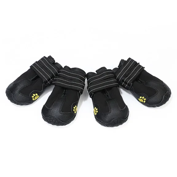 4-Pack Waterproof Dog Boots, Anti-Slip Reflective Pet Shoes For Medium Large Dogs, Warm Snow Rain Protection With Secure Fit, Durable Silica Gel Sole (Black)