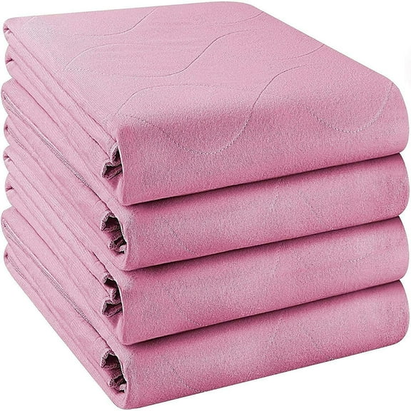 4 Pack Waterproof Incontinence Pads Quilted Washable & Absorbent Bed Pad for Adults and Kids, 34 x 36 inches