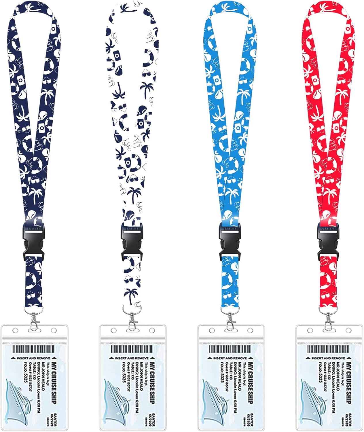 Cruise Lanyard For Ship Cards - 4 Pack Waterproof ID Badge Holder With Detachable Buckle - Cruise Essentials Accessories