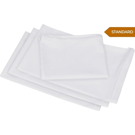 4 Pack Waterproof Pillow Protectors with Zipper Standard Size (White), Bed Bug and Dust Mite Proof Pillow case Covers, Moisture Wicking Pillow Encasements 20 x 26 Inches